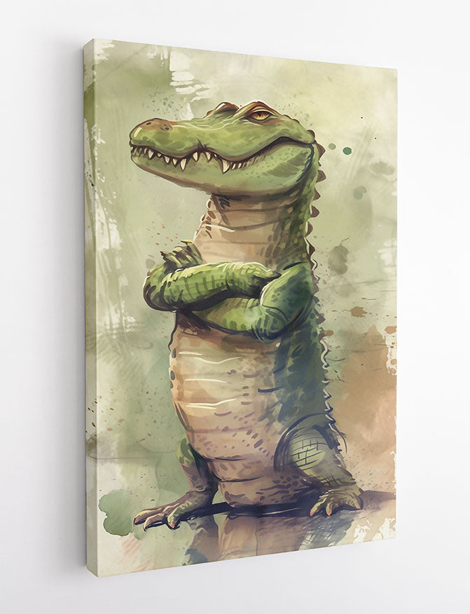 T791 Crocodiles Canvas Art Prints, T-Shirts, Posters, and Mugs, Cushion Cover