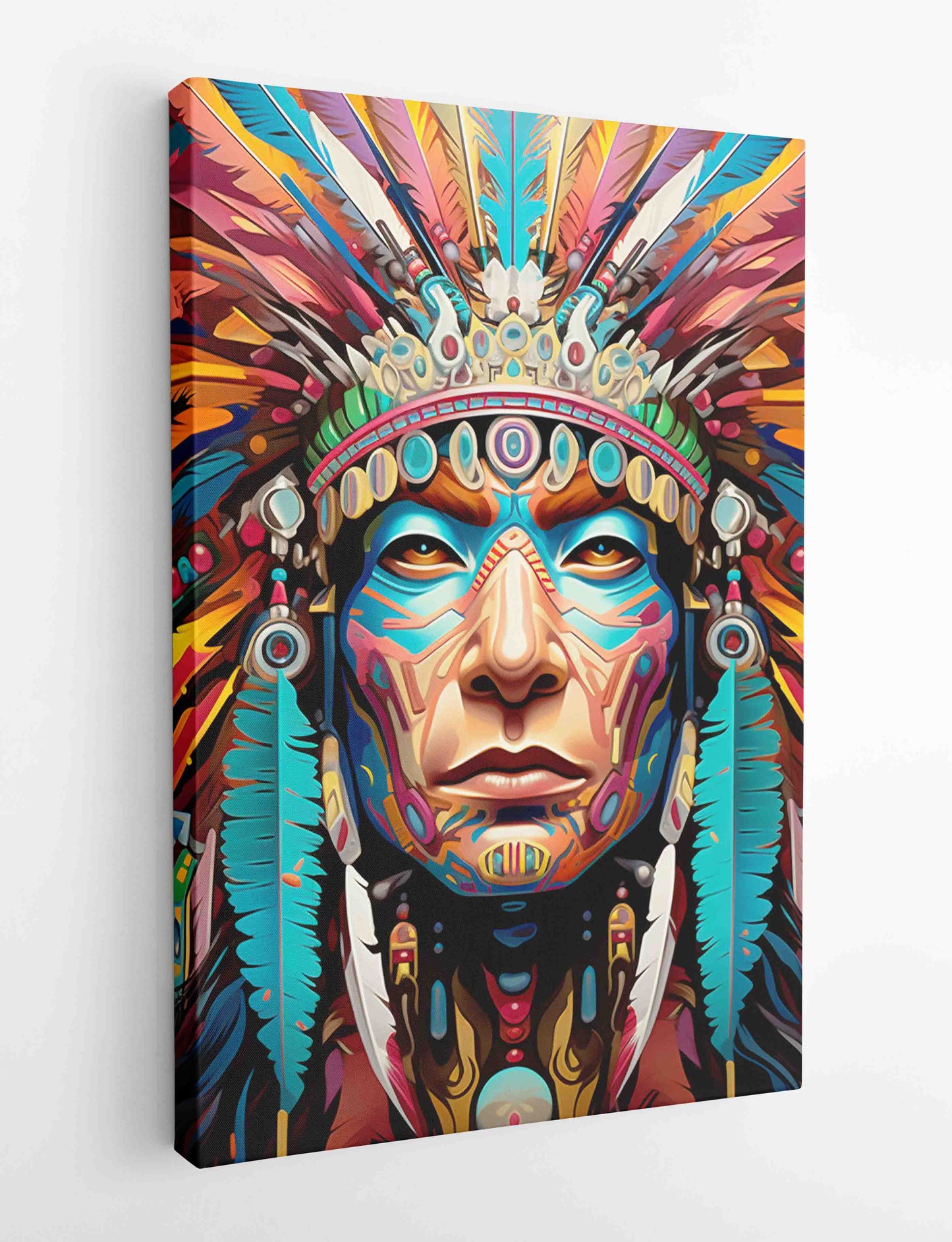 T438 Native American Canvas Art Prints, T-Shirts, Posters, and Mugs, Cushion Cover Expressive Collection