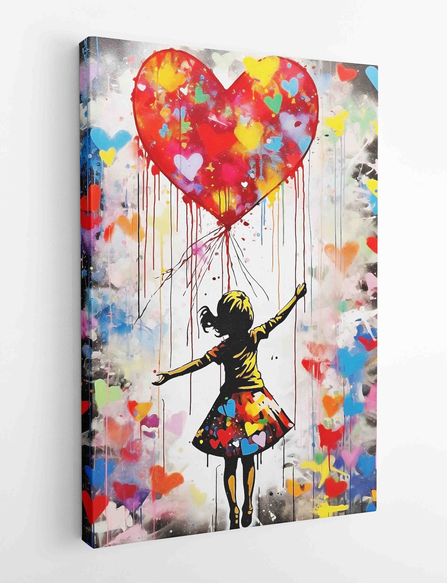 T472 Girl with heart balloon Canvas Art Prints, T-Shirts, Posters, and Mugs, Cushion Cover Expressive Collection