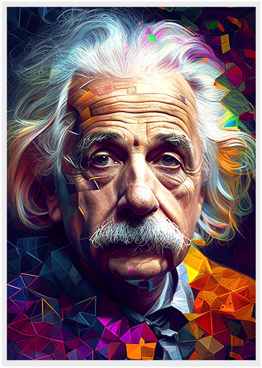 P154 AI Artistry Albert Einstein Printed Designs on Canvas, Poster, Mugs, Cushion Covers, and T-Shirts