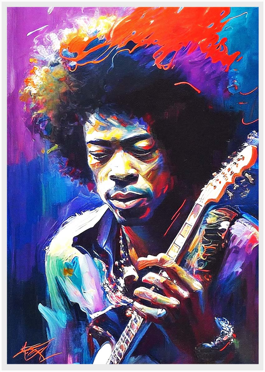 P169 AI Artistry Jimi Hendrix Printed Designs on Canvas, Poster, Mugs, Cushion Covers, and T-Shirts