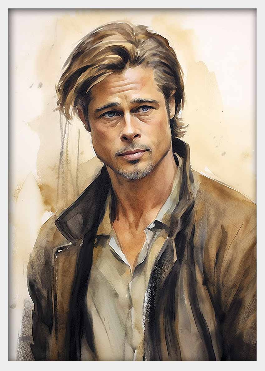 P284 Brad Pitt Canvas Art Prints, T-Shirts, Posters, and Mugs, Cushion Cover Expressive Collection