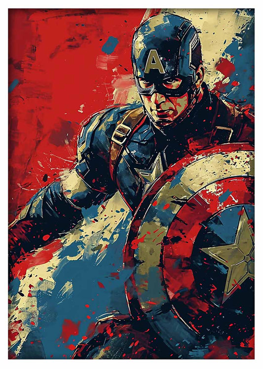 P341 Captain America Canvas Art Prints, T-Shirts, Posters, and Mugs, Cushion Cover