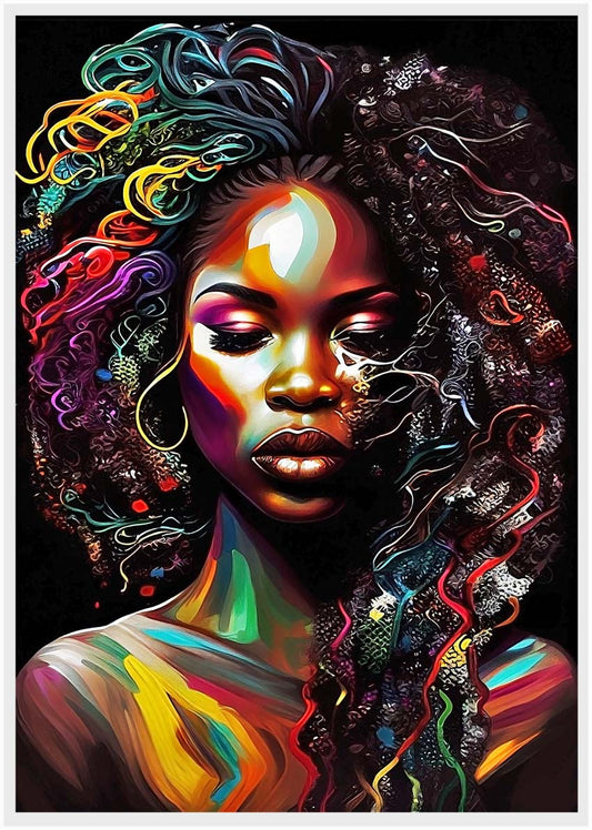 T70 African Woman Painting Effect Canvas Art Prints, T-Shirts, Posters, and Mugs, Cushion Cover Expressive Collection