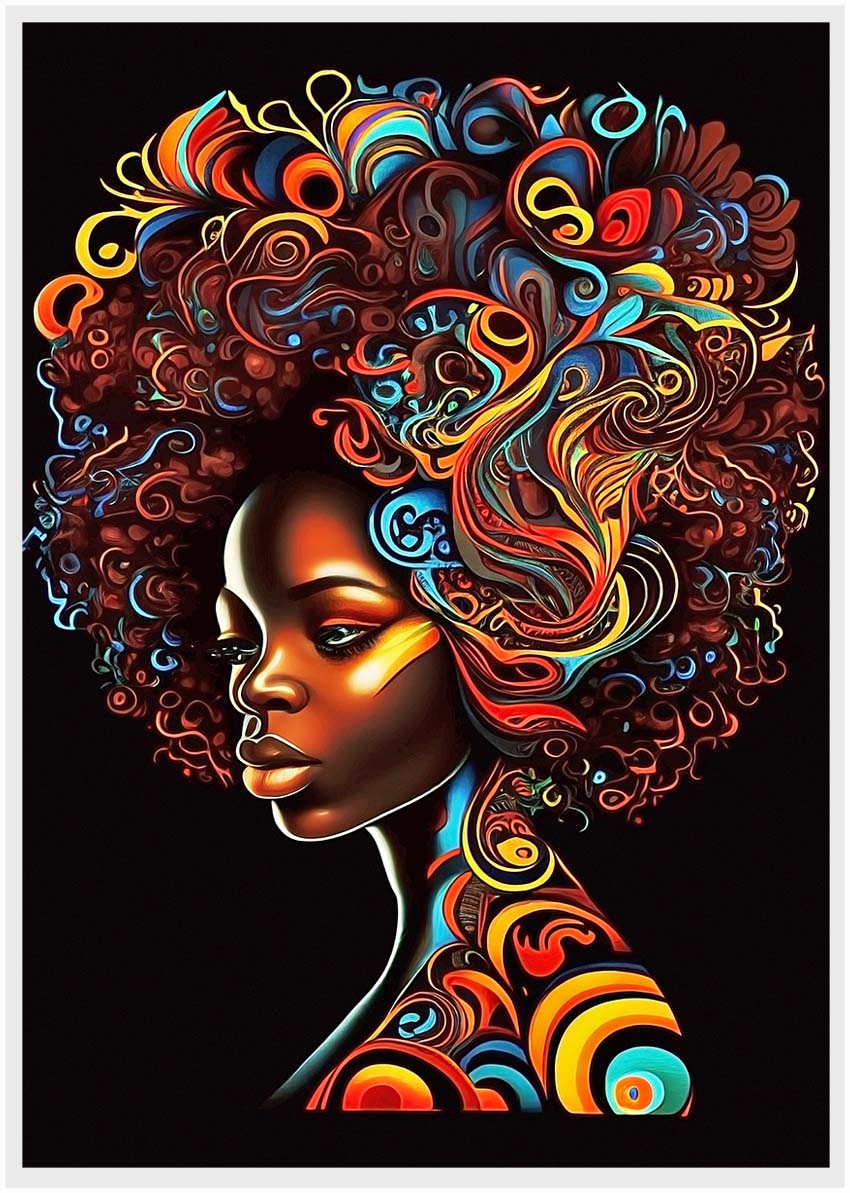 T73 African woman Abstract Paint Canvas Art Prints, T-Shirts, Posters, and Mugs, Cushion Cover Expressive Collection