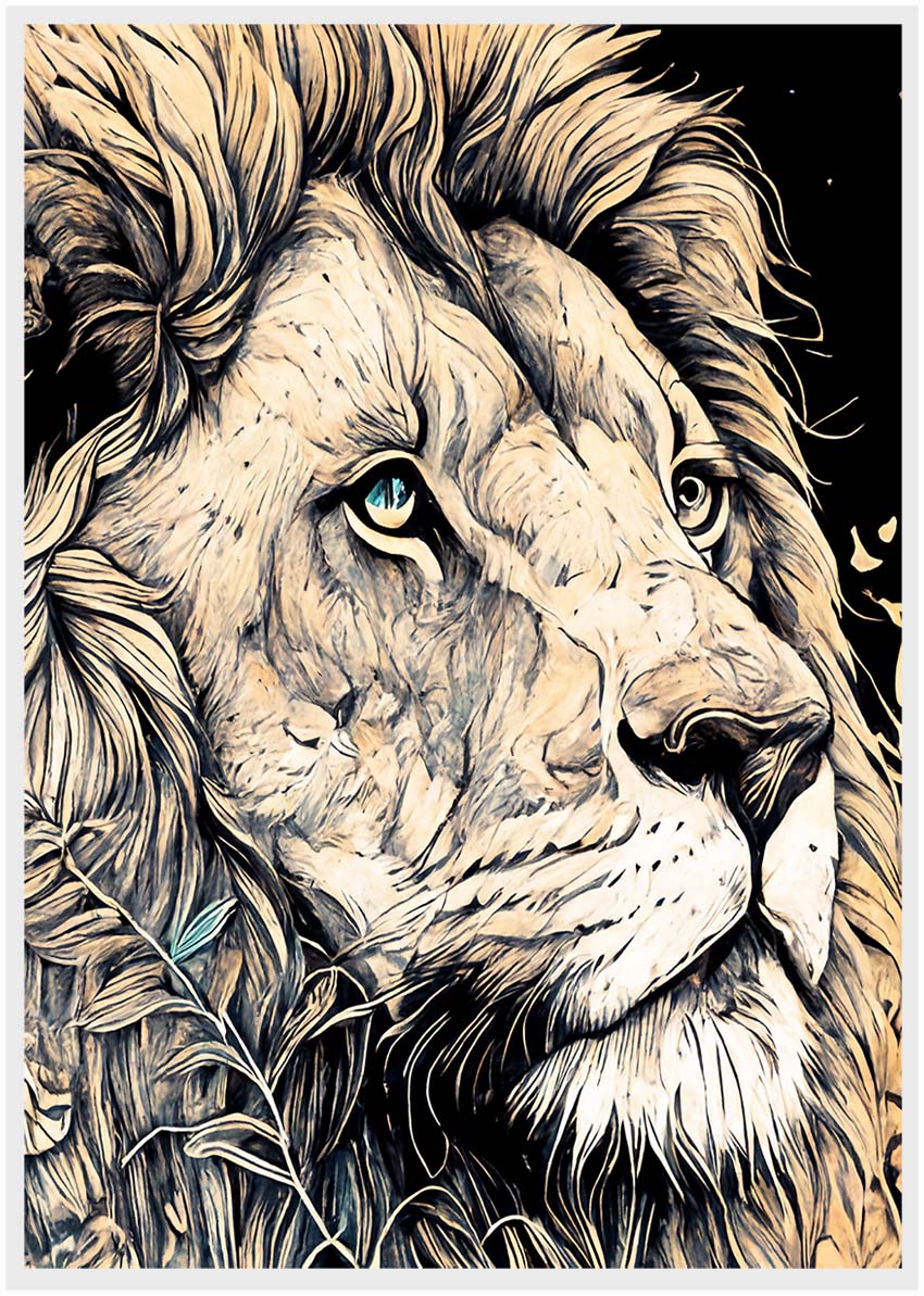 T5 Lion Canvas Art Prints, T-Shirts, Posters, and Mugs, Cushion Cover  Expressive Collection