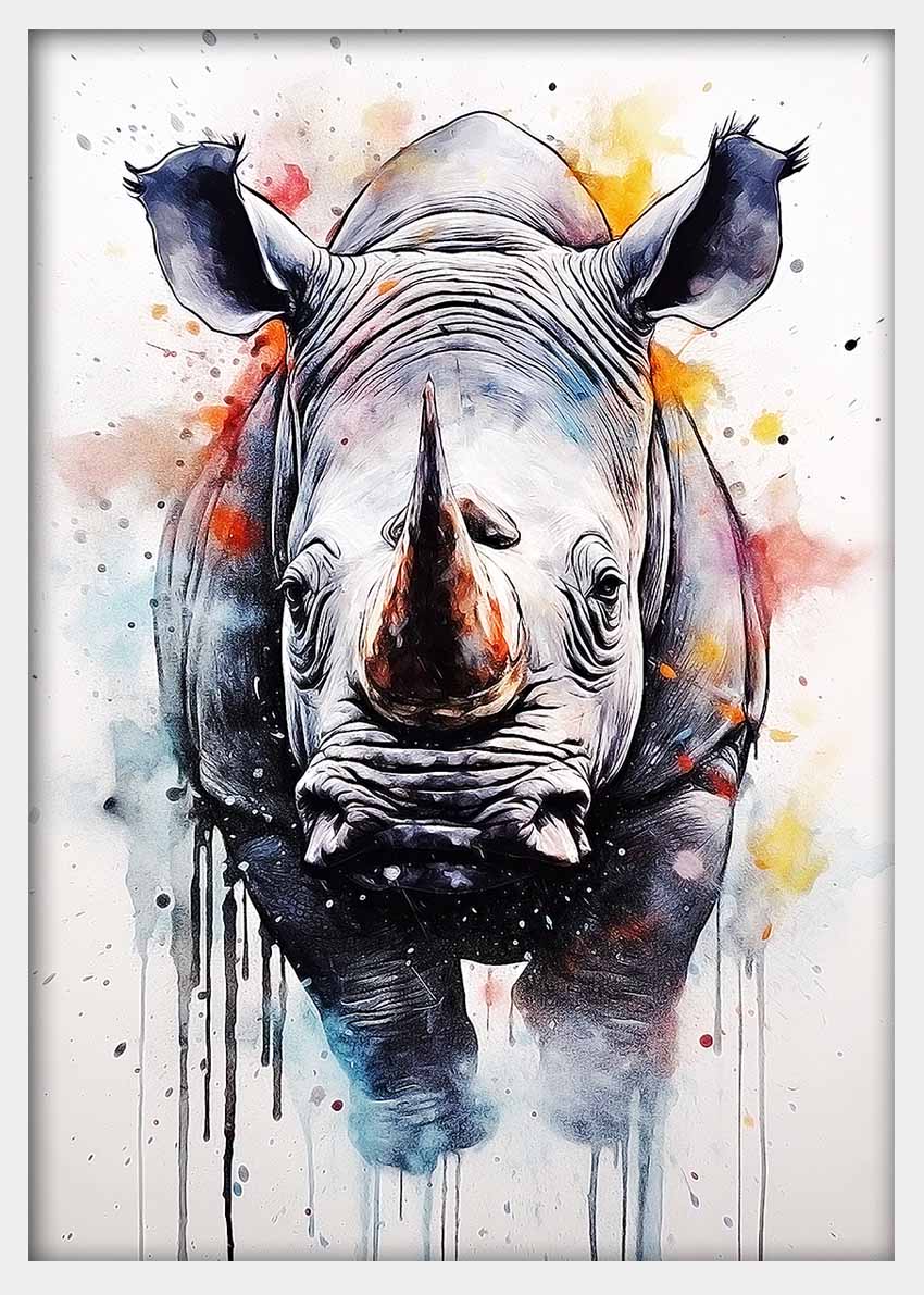 T378 Rhino Canvas Art Prints, T-Shirts, Posters, and Mugs, Cushion Cover Expressive Collection