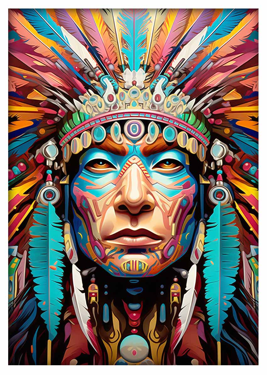 T438 Native American Canvas Art Prints, T-Shirts, Posters, and Mugs, Cushion Cover Expressive Collection