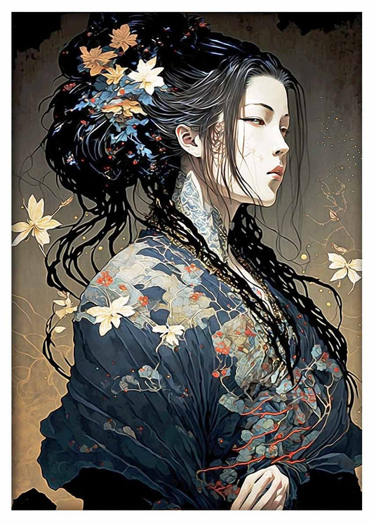 T463 Japanese Lady Canvas Art Prints, T-Shirts, Posters, and Mugs, Cushion Cover Expressive Collection