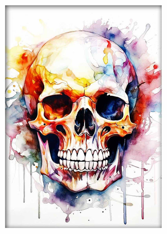 T470 Skull watercolour Canvas Art Prints, T-Shirts, Posters, and Mugs, Cushion Cover Expressive Collection