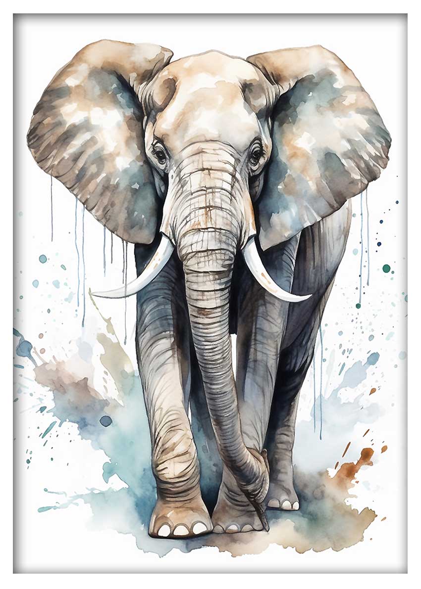 T543 Elephants Canvas Art Prints, T-Shirts, Posters, and Mugs, Cushion Cover Expressive Collection