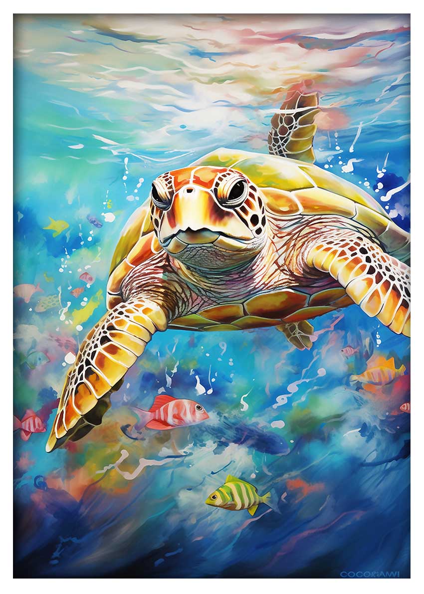 T581 Turtles Canvas Art Prints, T-Shirts, Posters, and Mugs, Cushion Cover