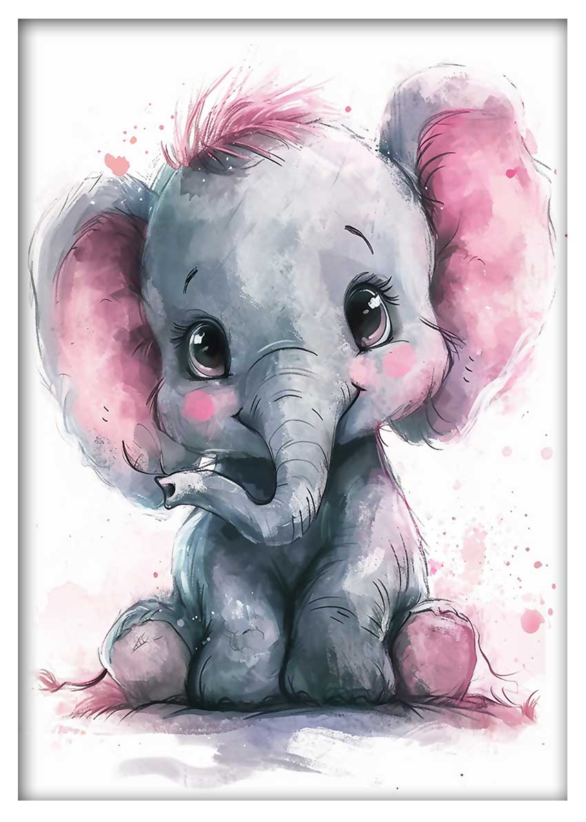 T784 Baby Elephant Canvas Art Prints, T-Shirts, Posters, and Mugs, Cushion Cover