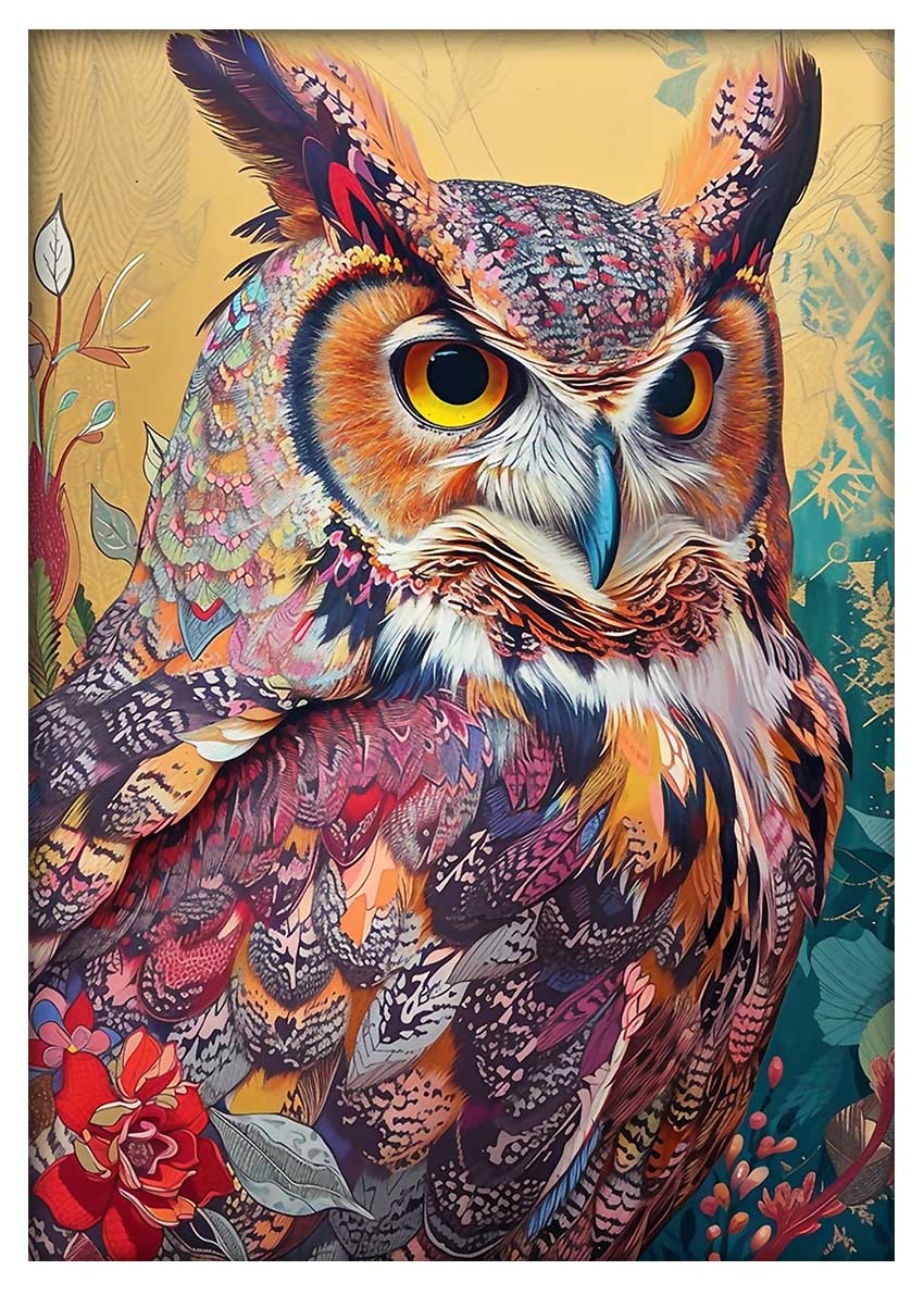 T824 Owl Canvas Art Prints, T-Shirts, Posters, and Mugs, Cushion Cover