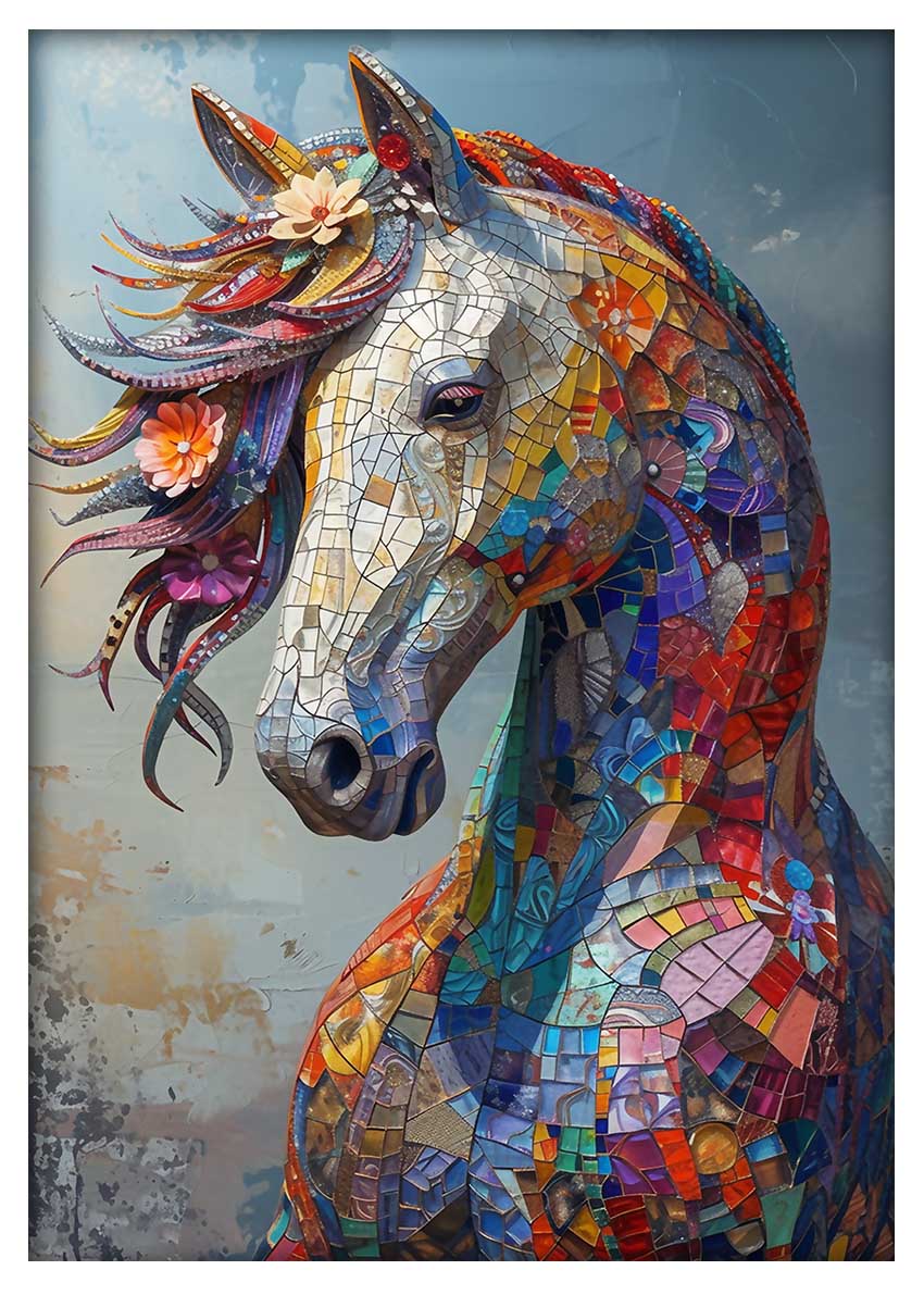 T841 Horse Canvas Art Prints, T-Shirts, Posters, and Mugs, Cushion Cover