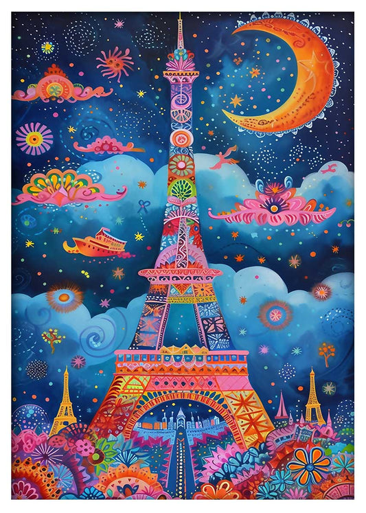 T856 Eiffel Tower Canvas Art Prints, T-Shirts, Posters, and Mugs, Cushion Cover