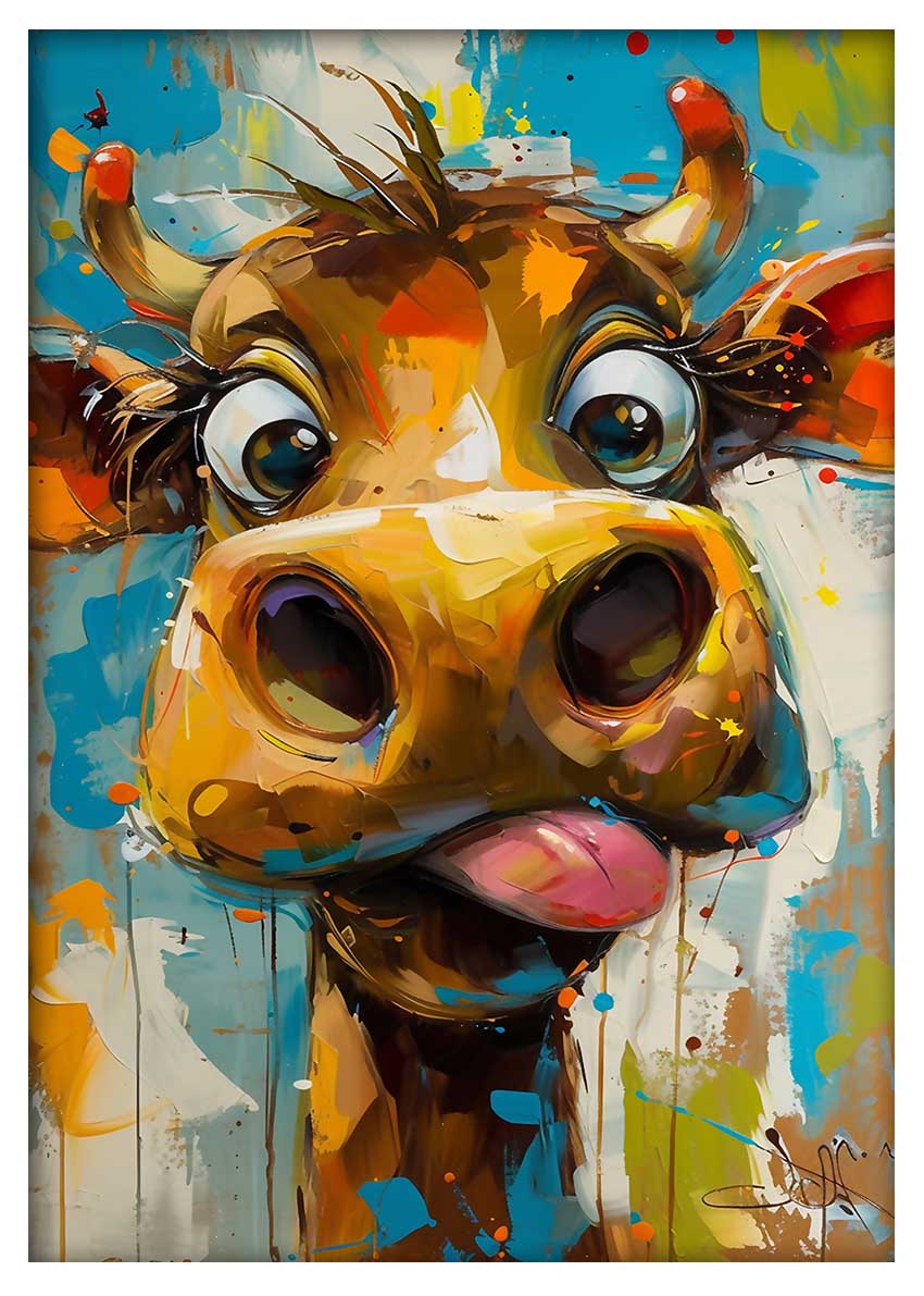 T897 Cow Canvas Art Prints, T-Shirts, Posters, and Mugs, Cushion Cover