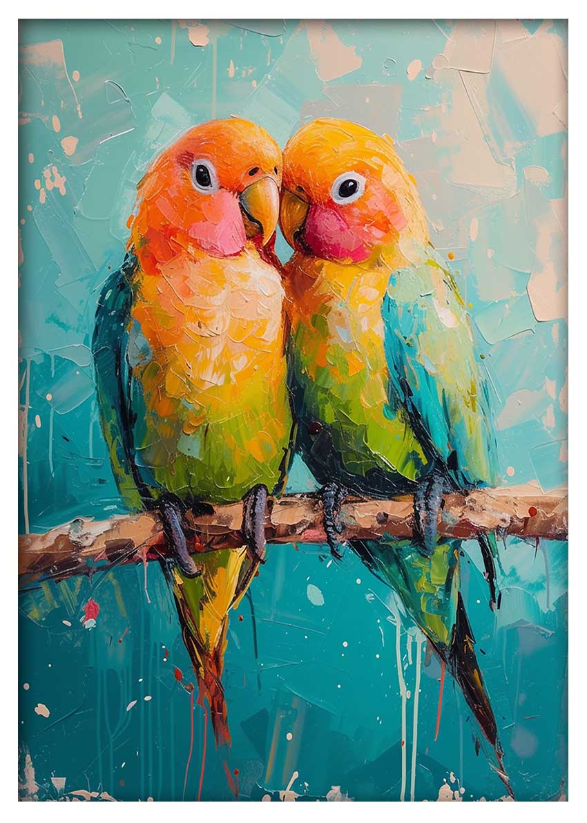 T948 Love Bird Canvas Art Prints, T-Shirts, Posters, and Mugs, Cushion Cover