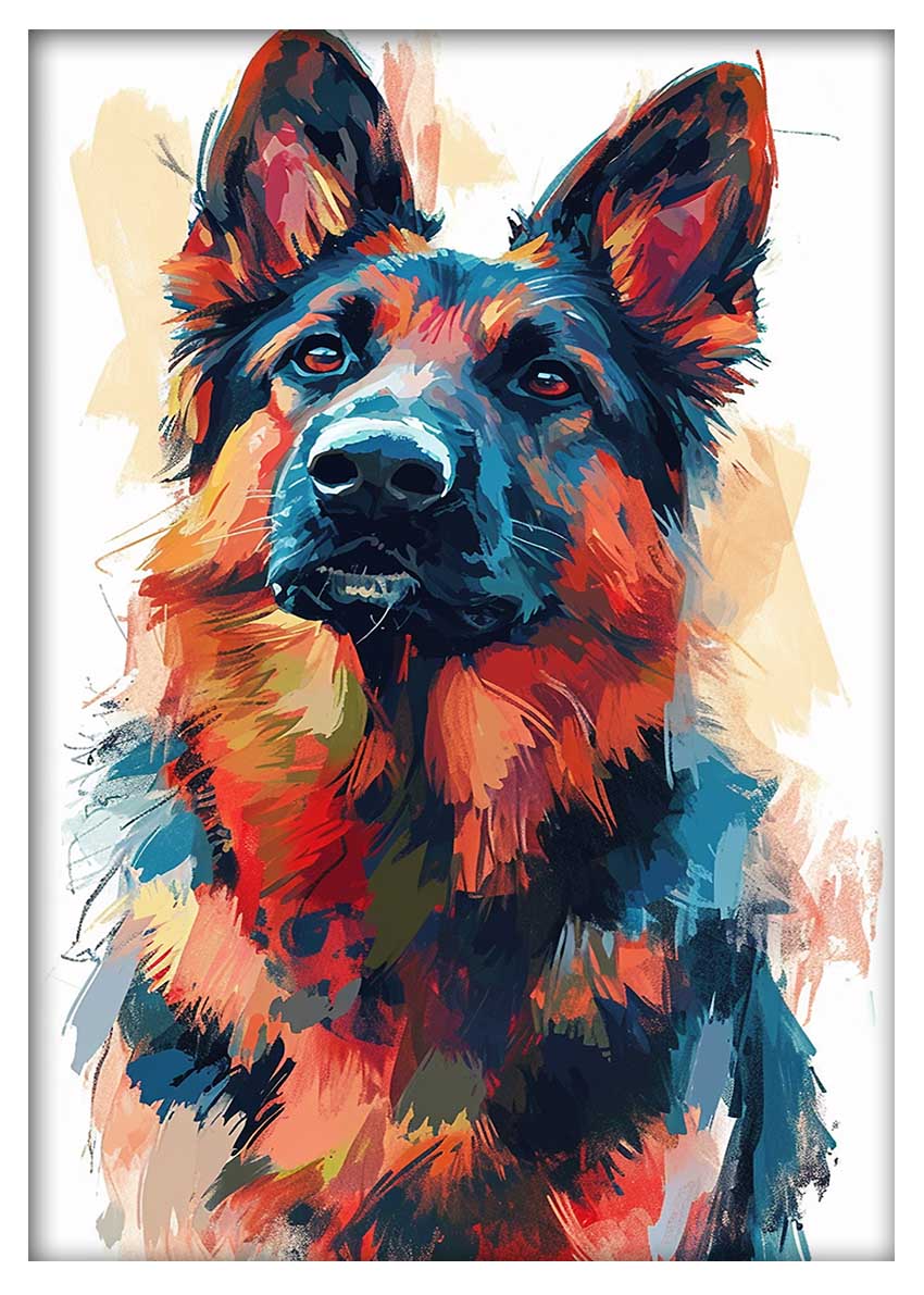 T958 Dog German Shepherd Canvas Art Prints, T-Shirts, Posters, and Mugs, Cushion Cover