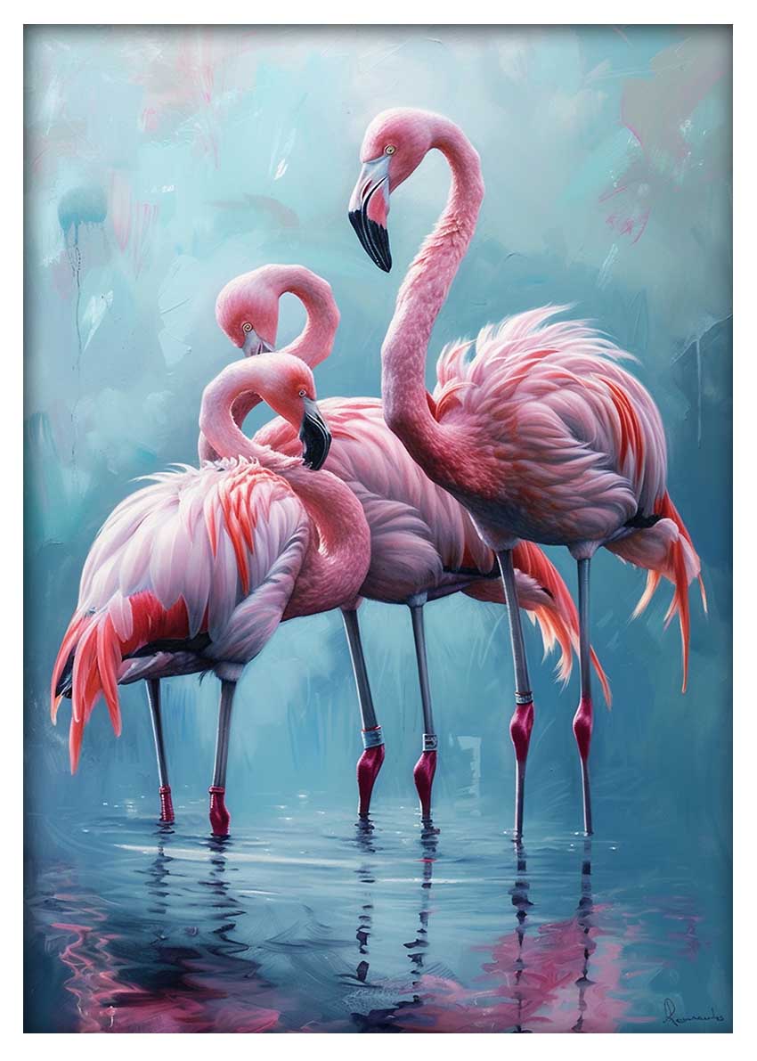 T972 Flamingos Canvas Art Prints, T-Shirts, Posters, and Mugs, Cushion Cover