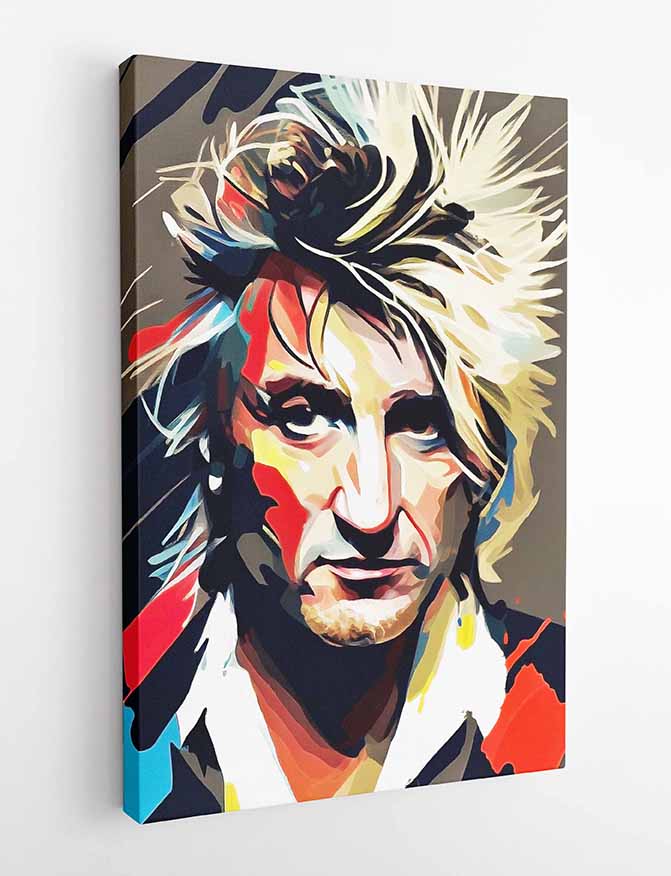 P155 AI Artistry Rod Stewart Printed Designs on Canvas, Poster, Mugs, Cushion Covers, and T-Shirts