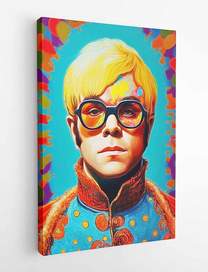 P161 AI Artistry Elton John Printed Designs on Canvas, Poster, Mugs, Cushion Covers, and T-Shirts