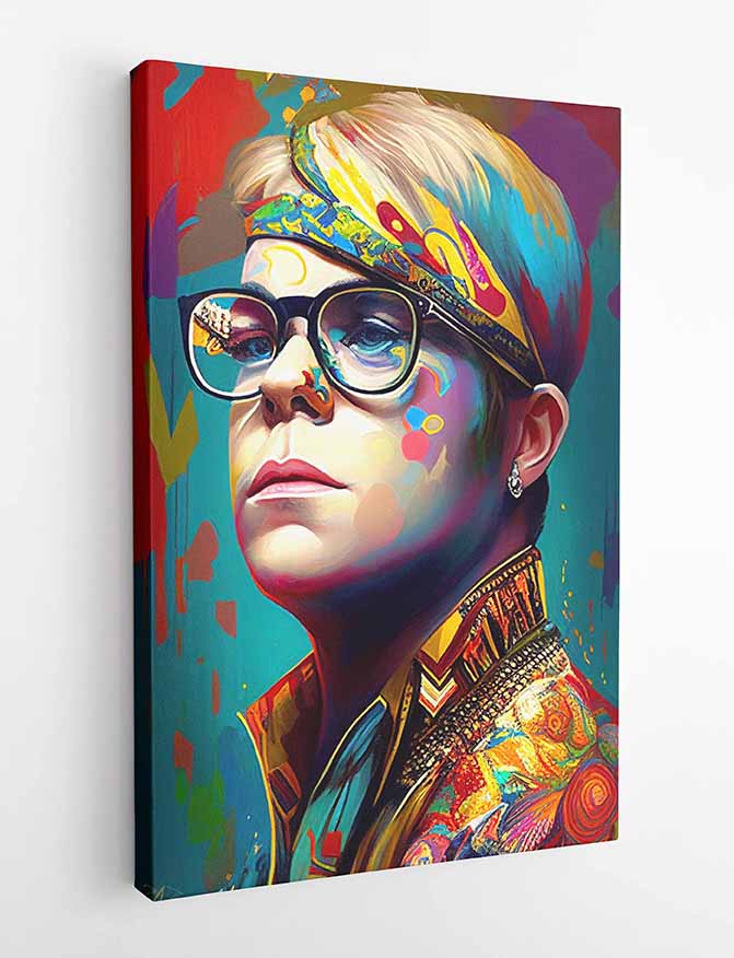 P162 AI Artistry Elton John Printed Designs on Canvas, Poster, Mugs, Cushion Covers, and T-Shirts