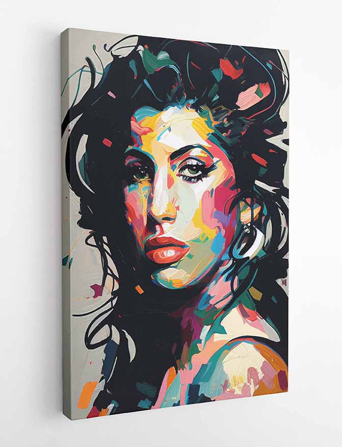 P165 AI Artistry Amy Winehouse Printed Designs on Canvas, Poster, Mugs, Cushion Covers, and T-Shirts