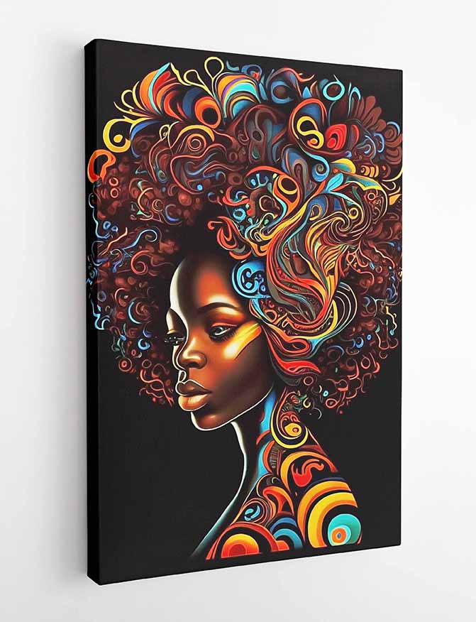 T73 African woman Abstract Paint Canvas Art Prints, T-Shirts, Posters, and Mugs, Cushion Cover Expressive Collection