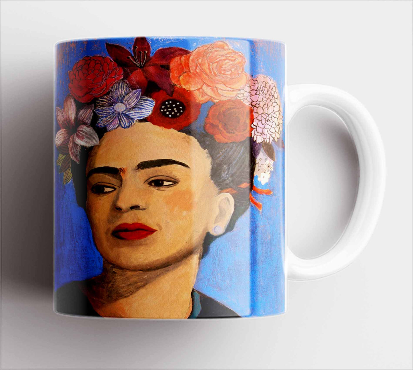 P119 Frida Kahlo and Flowers Canvas Art Prints, T-Shirts, Posters, and Mugs, Cushion Cover Expressive Collection