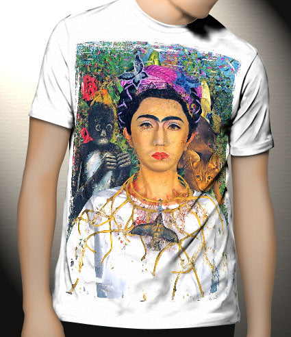 P81 Frida Kahlo and Flowers Canvas Art Prints, T-Shirts, Posters, and Mugs, Cushion Cover Expressive Collection