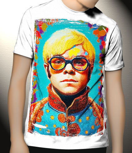 P161 AI Artistry Elton John Printed Designs on Canvas, Poster, Mugs, Cushion Covers, and T-Shirts