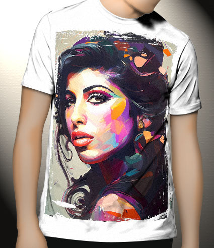 P163 AI Artistry Amy Winehouse Printed Designs on Canvas, Poster, Mugs, Cushion Covers, and T-Shirts